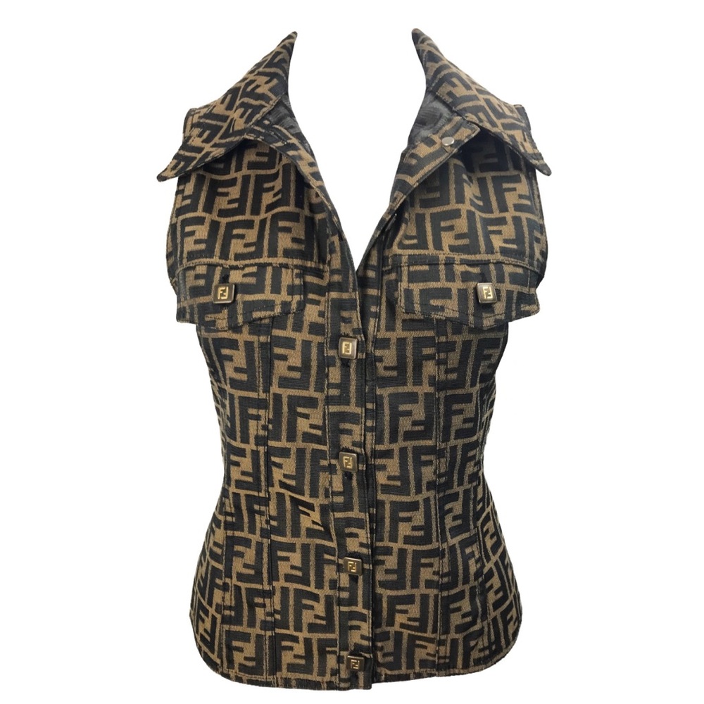 FENDI Rare Zucca Vest Vintage 90s Monogram Logo